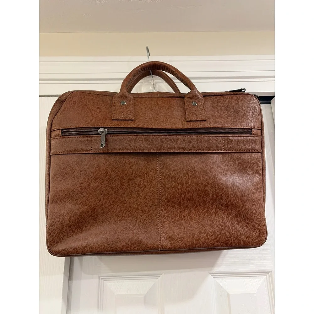 Samsonite Leather Briefcase Laptop Bag Cognac Brown Pebble Grain Professional‎